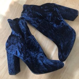 Velvet blue booties